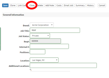 Close a Job Requisition Hirebridge